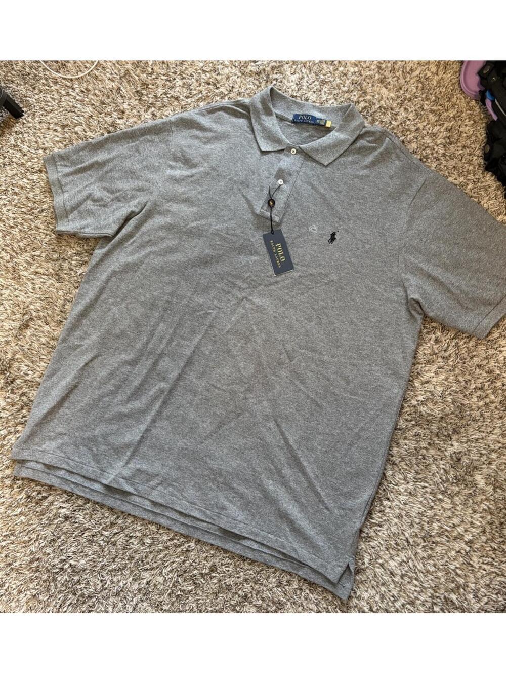 Polo Ralph Lauren Mens Custom Slim Fit Iconic Mesh Polo Shirt Gray 2XLT NWT $125 - Picture 6 of 11